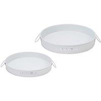 simpa Round 2PC Metal Colour Serving Trays Set with Handles in White