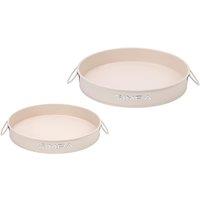 simpa Round 2PC Metal Colour Serving Trays Set with Handles in Cream