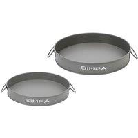simpa Round 2PC Metal Colour Serving Trays Set with Handles in Grey