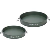 simpa Round 2PC Metal Colour Serving Trays Set with Handles in Green