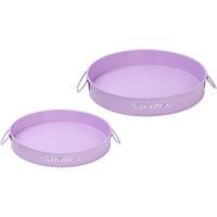 simpa Round 2PC Metal Colour Serving Trays Set with Handles in Lilac