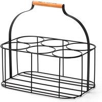 simpa 6 Bottle Metal Carrier Holder Caddy with Handle in Black