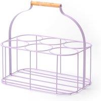 simpa 6 Bottle Metal Carrier Holder Caddy with Handle in Lilac