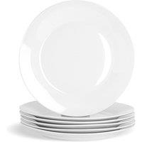simpa 6PC Porcelain White Dinner Plate Set. 27cm Diameter