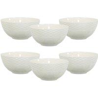 simpa 6PC Porcelain White Vintage Bowl Set. 15cm Diameter