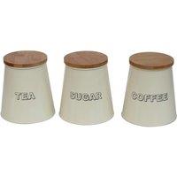 simpa Tea, Sugar & Coffee Set with Bamboo Lids in Cream