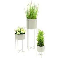 simpa 3PC Tall Plant Pot Holders & Hairpin Stands in Cream