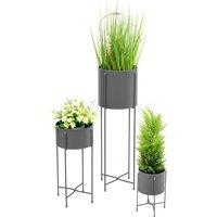 simpa 3PC Tall Plant Pot Holders & Hairpin Stands in Grey