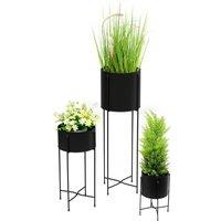 simpa 3PC Tall Plant Pot Holders & Hairpin Stands in Black