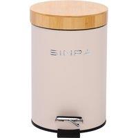 simpa 3L Soft-Closing Pedal Dustbin with Bamboo Lid in Cream