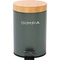 simpa 3L Soft-Closing Pedal Dustbin with Bamboo Lid in Green