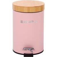 simpa 3L Soft-Closing Pedal Dustbin with Bamboo Lid in Pink