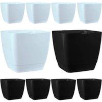 simpa 10PC Square Plastic Planters Black & White Assortment