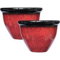 simpa Drip Glaze Two Tone Red Plastic Planters - Set of 2 | Size: Small