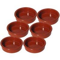 simpa Handmade Clay Spanish Tapas Cazuelas Serving Bowls Set of 6 in Brown