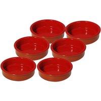 simpa Handmade Clay Spanish Tapas Cazuelas Serving Bowls Set of 6 in Red