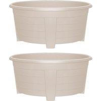 simpa Grosvenor Oval Plastic Planters - Set of 2 in Taupe