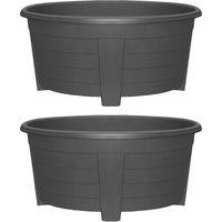 simpa Grosvenor Oval Plastic Planters - Set of 2 in Black