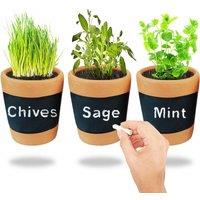 simpa 3 Terracotta Clay Herb Pots with Mini Chalk Board