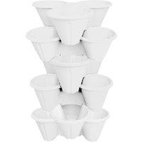 simpa Stackable Tri-Pot Plastic Strawberry Planters 6PC in White