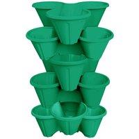 simpa Stackable Tri-Pot Plastic Strawberry Planters 6PC in Dark Green