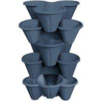 simpa Stackable Tri-Pot Plastic Strawberry Planters 6PC in Dark Blue