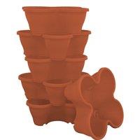simpa 6PC Quad-Pot Stackable Modular Planters in Terracotta