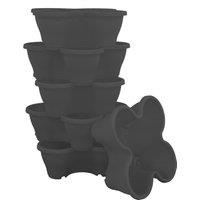 simpa 6PC Quad-Pot Stackable Modular Planters in Black