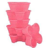 simpa 6PC Quad-Pot Stackable Modular Planters in Pink