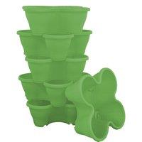 simpa 6PC Quad-Pot Stackable Modular Planters in Green