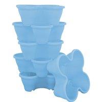 simpa 6PC Quad-Pot Stackable Modular Planters in Blue