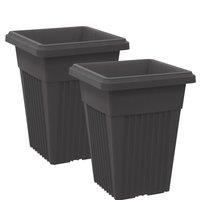 simpa Sovereign Pillar Upright Planters 32cm - Set of 2 in Black | Size: Medium
