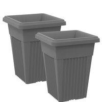 simpa Sovereign Pillar Upright Planters 32cm - Set of 2 in Dark Grey | Size: Medium