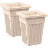 simpa Sovereign Pillar Upright Planters 32cm - Set of 2 in Taupe | Size: Medium
