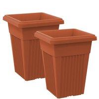 simpa Sovereign Pillar Upright Planters 32cm - Set of 2 in Terracotta | Size: Medium