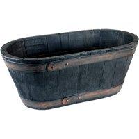 simpa Oakwood Rustic Style Plastic Black Trough Planter