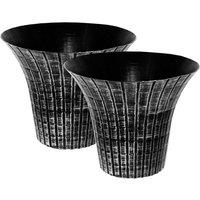 simpa Elegance Flared Distresssed Plastic Planters - Set of 2 in White