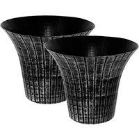 simpa Elegance Flared Distresssed Plastic Planters - Set of 2 in Silver