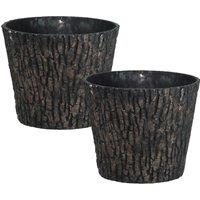 simpa Woodland Trunk Style Plastic Planters - Set of 2 in Dark Brown | Size: Small
