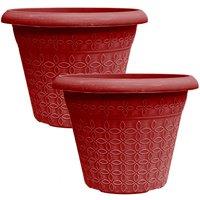 simpa Geometric Petals Plastic Plant Pots - Set of 2 in Red