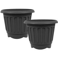simpa Round Chunky Plastic Planters - Set of 2 in Black | Size: Medium