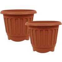simpa Round Chunky Plastic Planters - Set of 2 in Brown | Size: Medium