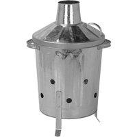 simpa 15L Galvanised Steel Incinerator & Lid in Metallic Silver | Size: Small