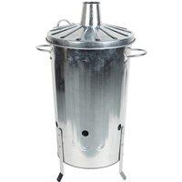 simpa 18L Galvanised Steel Incinerator & Lid in Metallic Silver | Size: Medium