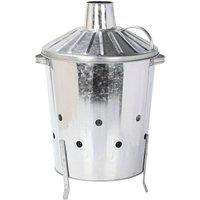 simpa 40L Galvanised Steel Incinerator & Lid in Metallic Silver | Size: Medium