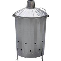 simpa 125L Galvanised Steel Incinerator & Lid in Metallic Silver | Size: Large