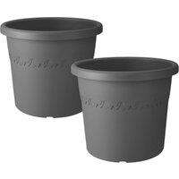 simpa Algarve Plastic Planters - Set of 2 Pots in Black | Size: Small