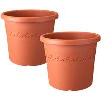 simpa Algarve Plastic Planters - Set of 2 Pots in Terracotta | Size: Medium