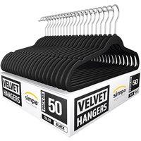 simpa Slim Velvet Non-Slip Suit Clothes Shirts Hangers - Pack of 50 in Black