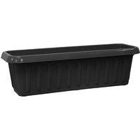 simpa Plastic Chunky Garden Trough Planter Pot in Black | Size: Large